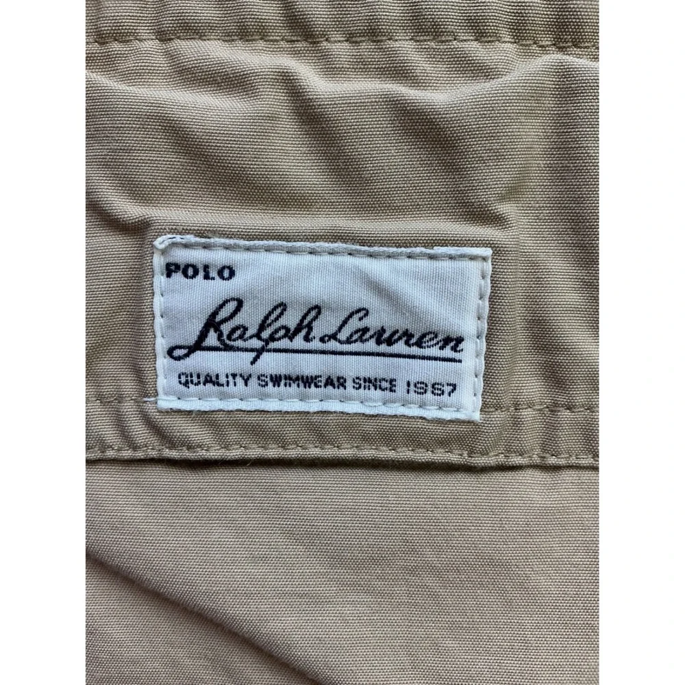 Polo Sport Ralph Lauren Mens XL Tan Khaki Swim Trunks Mesh Lined Pony Shorts